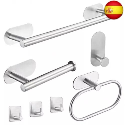 Laimew Juego de Accesorios de Baño, Toalleros de Baño sin Taladro 7 Piezas, T