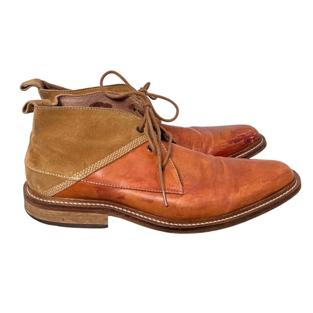 TAFT LEATHER LACE-UP Block Heel Ankle Chukka Work Boots  display picture 3