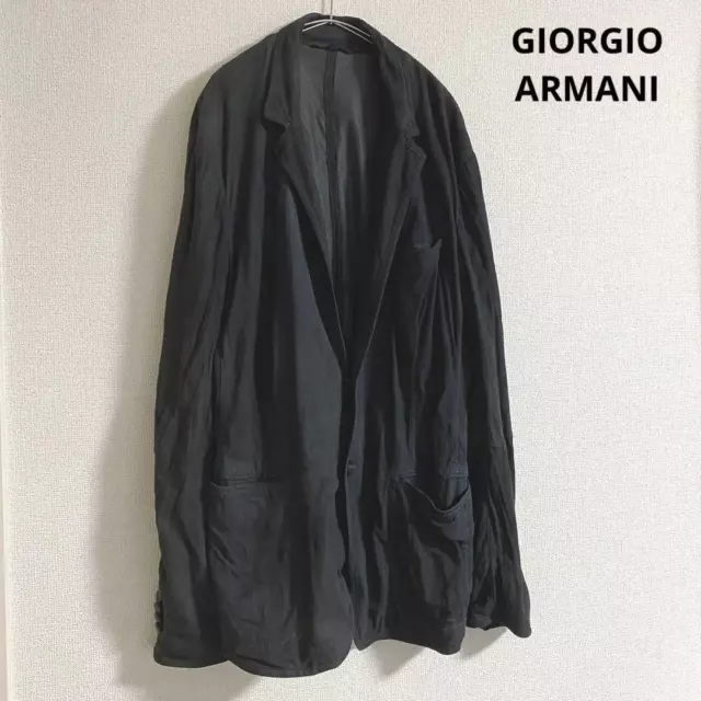 GIORGIO ARMANI Goat Leather Punching Jacket Blazer Coat Size 52 Men's  black