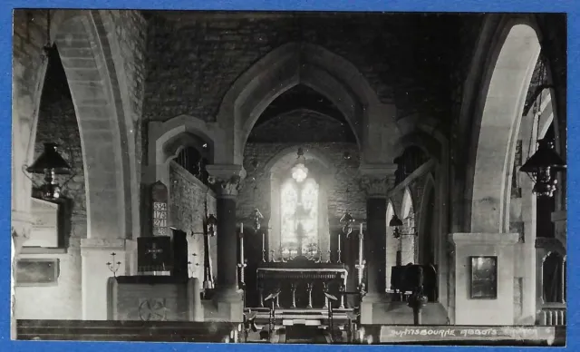 Church interior, Duntisbourne Abbots - real photo postcard