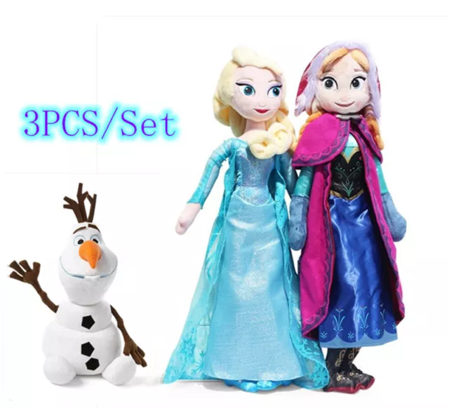 3Pcs 40CM Disney Princess Stuffed Plush Doll Elsa&anna&Olaf Christmas Toy Gifts