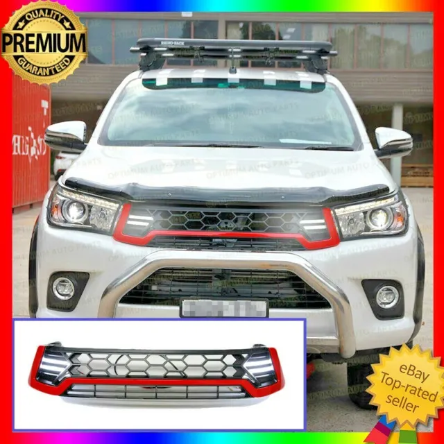 Front Grill Grille LED RED DRL to suit Toyota Hilux Workmate SR SR5 2015-2018