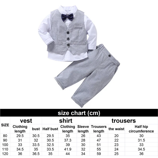 Outfits da gentiluomo bambino abito da battesimo abito da sposa camicia a maniche lunghe + gilet + pantaloni 2