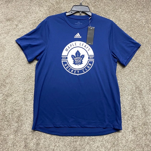 Toronto Maple Leafs Shirt Mens Medium Blue Adidas NHL Hockey Breathable Creator