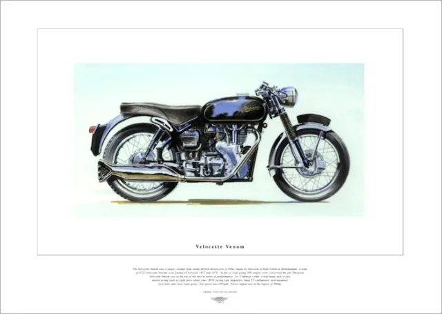 Motorcycle Fine Art Print depicting a VELOCETTE VENOM - British 500cc Motorbike