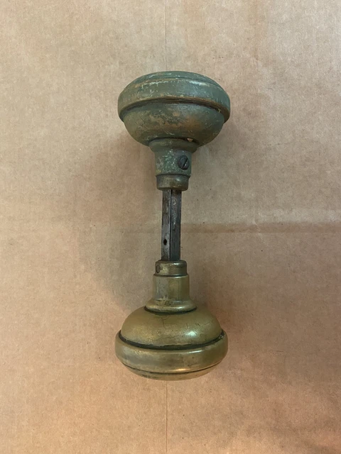 Pair of Vintage Solid Brass Door Knobs with adjustable stem Complete!!
