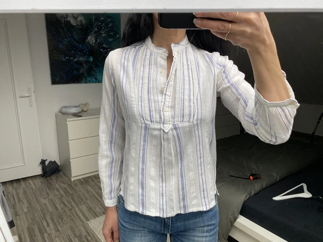 Chemisier Vintage Blanc Léger En Voile De Coton - Taille 36/38, Manches Courtes