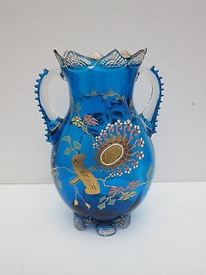 Glass Vase with enamel in Japonism style, French 1900's, Emille Galle's work?
