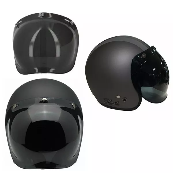 Visiera Smoke Bubble Bolla Universale Per Casco Jet  Moto Scooter Con 3 Bottoni