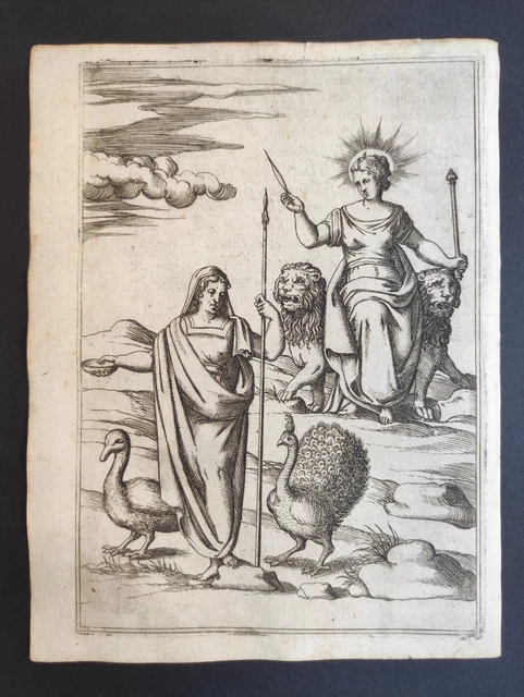 Giunone Scettro e Leoni, Dei Antichi Cartari, Bolognino Zaltieri, Stampa 1571