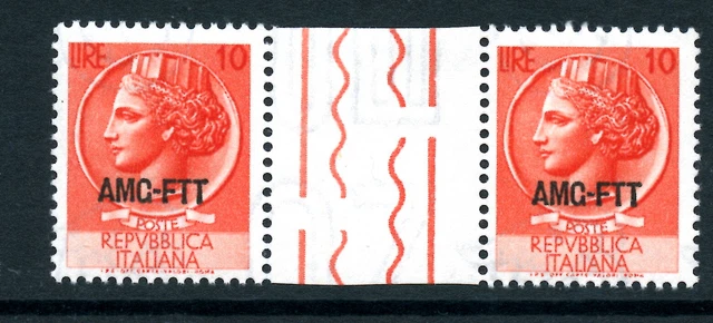 Italy-Trieste 171, 1953-54 "Italia," Gutter Pair, Mint, Vlh, No Remnant(It072)