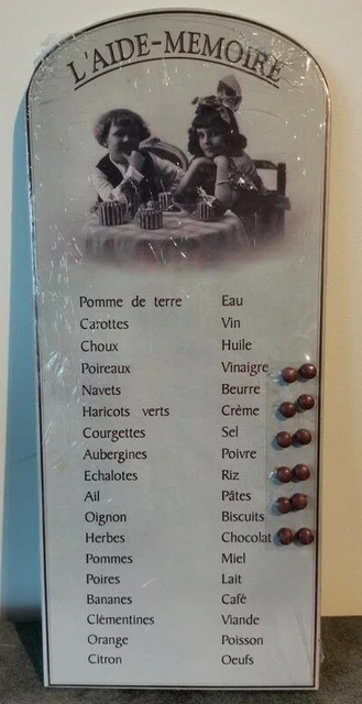 FRENCH metal SHOPPING MEMO LIST COMMISSIONS Plaque sign L'AIDE MEMOIRE