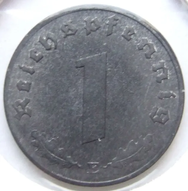 Münze Deutsches Reich 3. Reich 1 Reichspfennig 1945 E in fast Stempelglanz