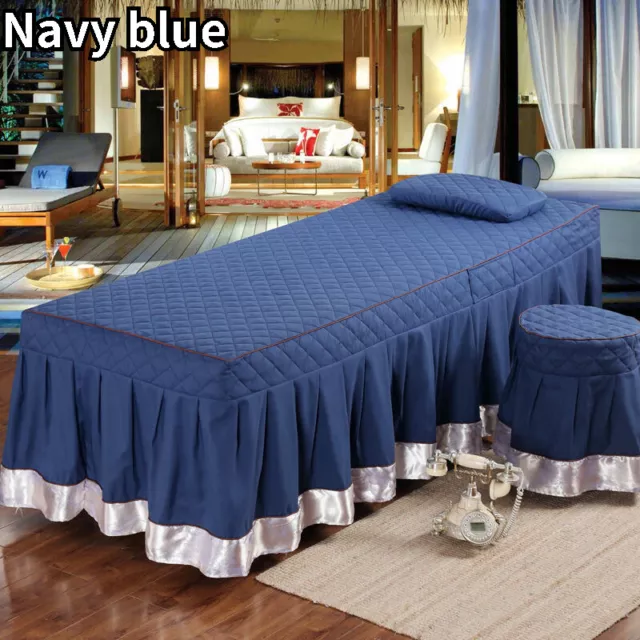 Soft Beauty Salon Massage Bed Cover Quilted Table Skirt Valance Sheet Face Hole