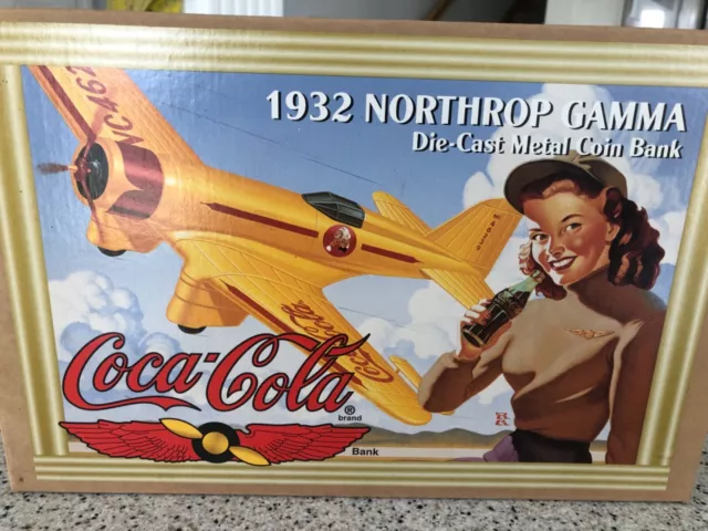 ERTL Co 1995 Coca-Cola 1932 Northrop Gamma Die Cast Airplane Metal Coin Bank