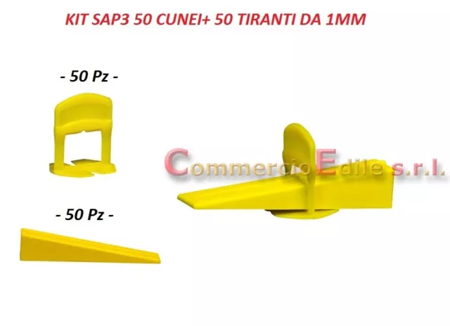 KIT SAP3 50 CUNEI+ 50 TIRANTI 3/13 DA 1 mm DISTANZIATORI LIVELLANTI