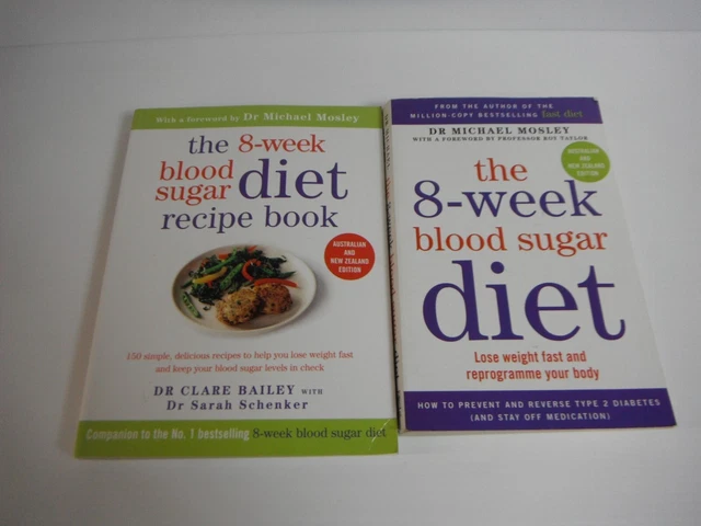 8 WEEK BLOOD Sugar Diet Recipe Book PB Mosley x 2 Lot Lose Weight