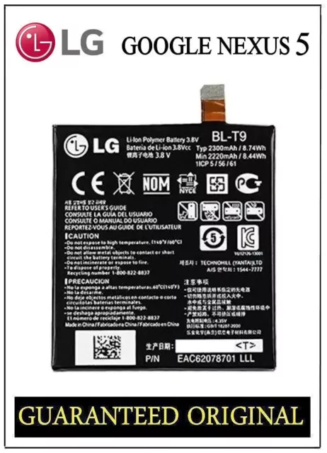 Genuine Lg Battery Lg Google Nexus 5 D820 D821 Bl-T9 Eac62078701