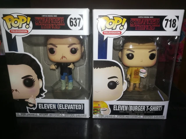 Lot de 2 funko pop eleven (elevated 637) & (burger tshirt 718) ,neuf en boîte. 