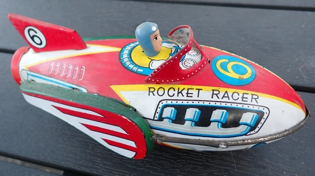 Rocket Racer tin Friction space toy Japan Modern Toys