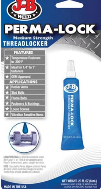 JB WELD Perma-Lock Medium Strength Threadlocker 6ml. (Blue) 24206