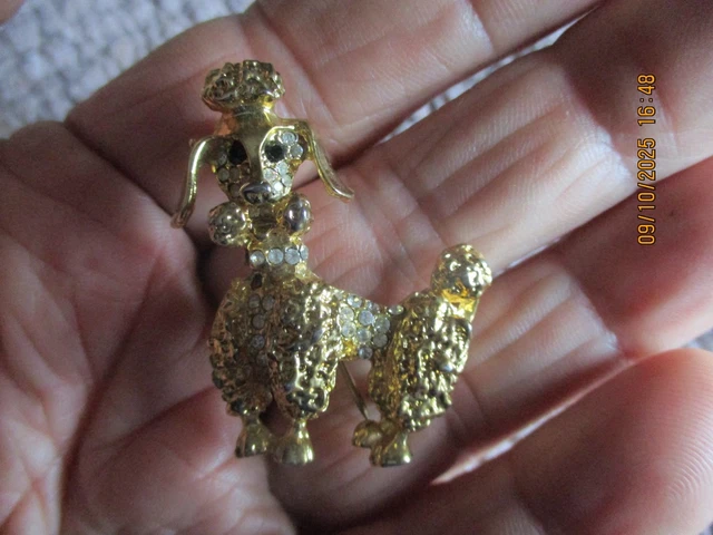 Cristal Swarovski mignon caniche blanc français broche
