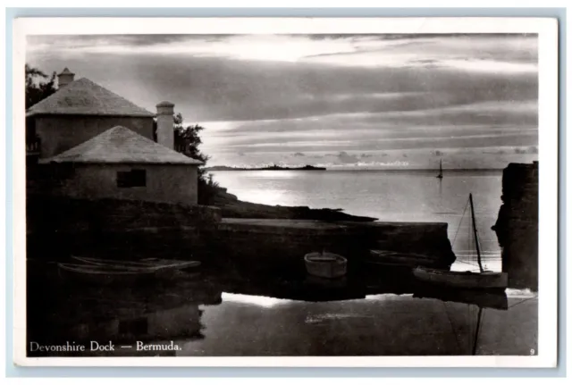 Bermuda Postcard Devonshire Dock c1920's Unposted Antique RPPC Photo