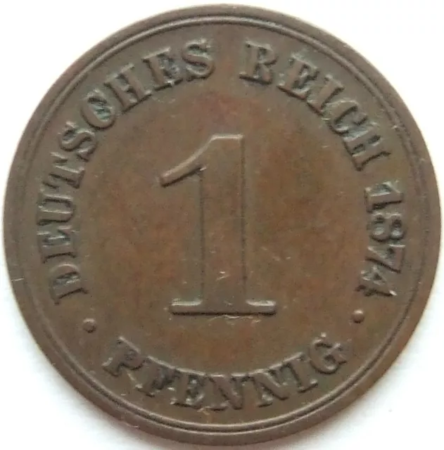 Moneta Reich Tedesco Impero Tedesco 1 Pfennig 1874 B IN Extremely fine
