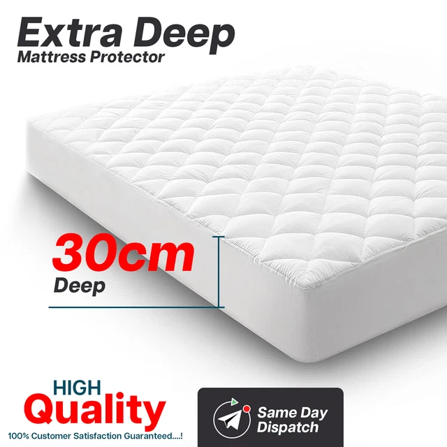 Extra Deep Mattress Protector Quilted Bed Topper Cover Single Double King Sizes