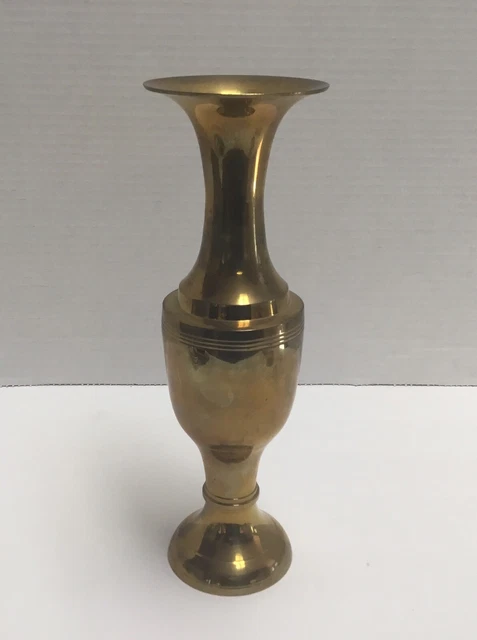 Vintage 10” BRASS VASE Decorative Handcrafted Artwares Made In India