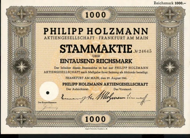 Aktie: Philipp Holzmann, Frnkfurt, 1000 RM, 1941 (257)