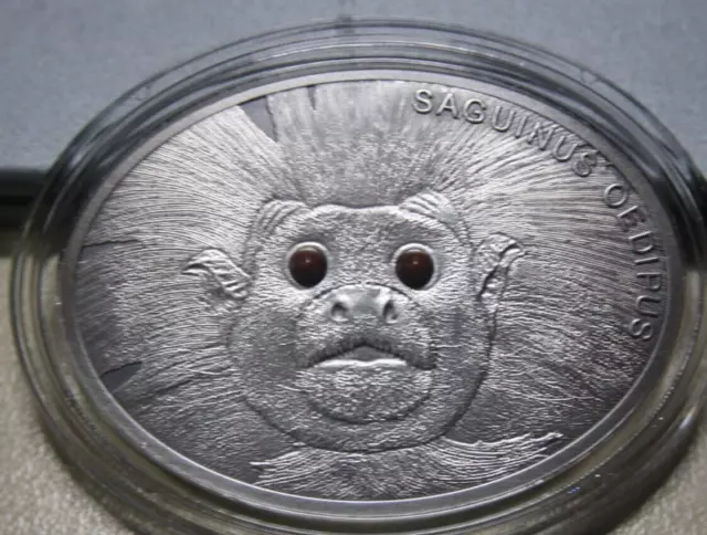 Fiji Inseln 10 Dollars Silber 1 oz 2013 "Cotton Top Tamarin" #F6381 Antique oval