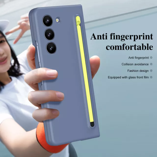 Pour Samsung Galaxy Z Fold5/4 5G Housse Coque Étui rigide avec stylo en verre 2