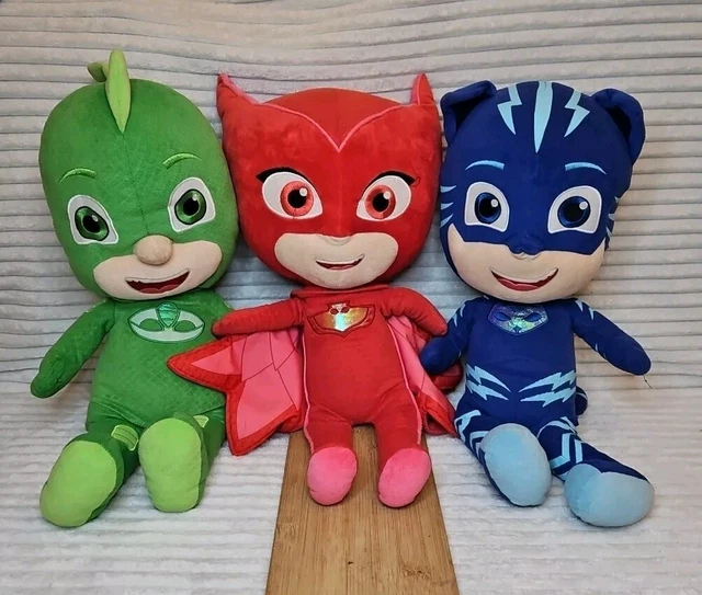 PJ Masks – Lot 3 Peluches Officielles 22 Cm, Owlette, Catboy, Gekko, Collection Play By Play, Cadeau Super-héros
