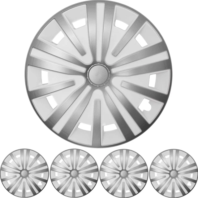 4x Premium Design Copricerchi Coprimozzi Set " Spinello " 15 Pollici IN Argento/