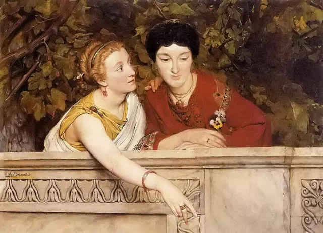 Oil painting sir lawrence alma tadema - gallo roman women two young ladies art