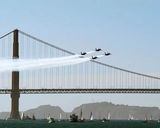 US NAVY BLUE ANGELS GOLDEN GATE BRIDGE 11x14 SILVER HALIDE PHOTO PRINT