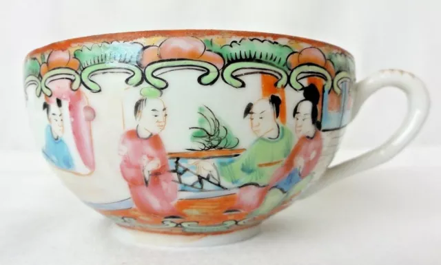 Antique Chinese Porcelain Rose Medallion Teacup 3 3/4"