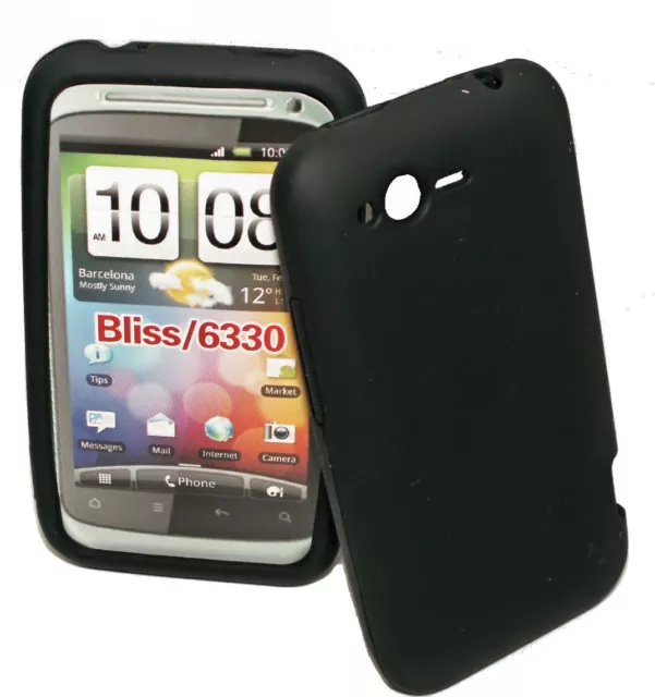 Custodia cellulare in silicone TPU in nero + pellicola proteggi schermo per HTC Rhyme