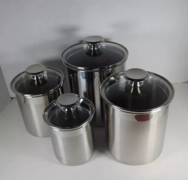 Cooks Standard Stainless Steel Canisters with Lids Set of 4