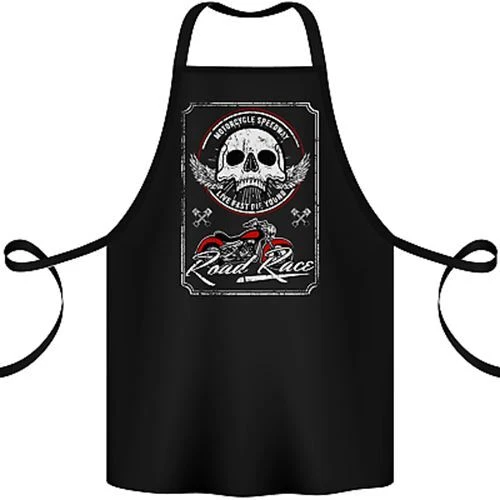 Motorcycle Road Race Biker Motorbike Skull Cotton Apron 100% Organic