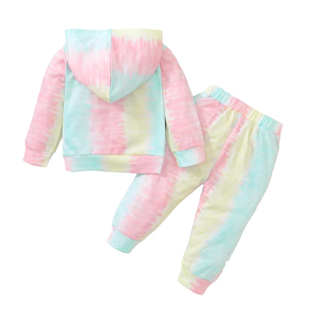 Abiti tie tintura neonata felpa con cappuccio pantaloni tuta vestiti 11
