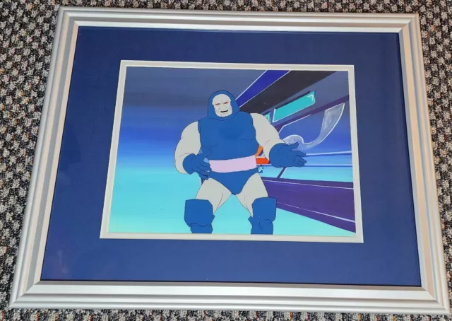 Darkseid Production Animation Cel From Superfriends On Painted Background Framed