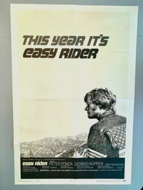 Easy Rider Original 1969 Motorcycle Movie Poster Dennis Hopper, Peter Fonda,