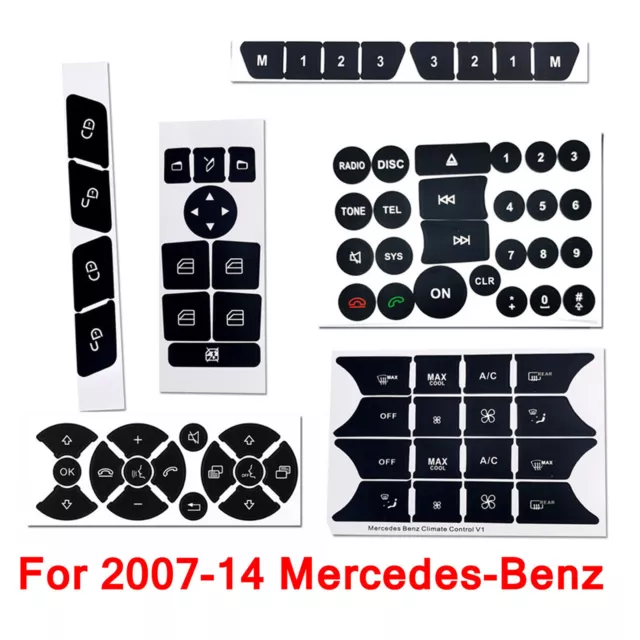 Button Repair Stickers For 2007-14 Mercedes-Benz DOOR Steering A/C Window Radio