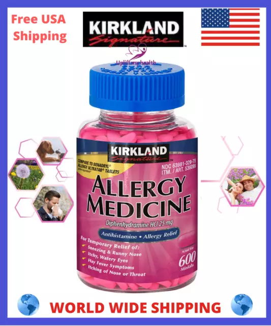 Kirkland Signature Allergy Relief Medicine 600 Tablets 25-mg Compare to Benadryl