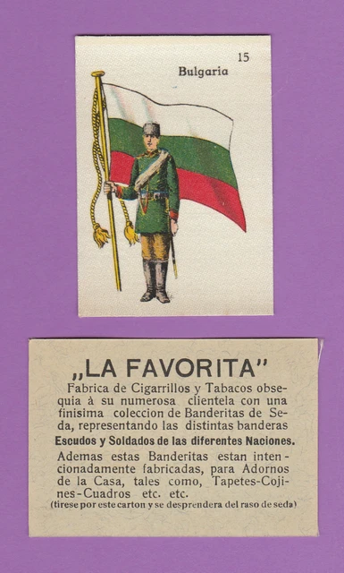 La Favorita (Canary Islands) - Scarce Silk Flags & Soldiers Card - Bulgaria