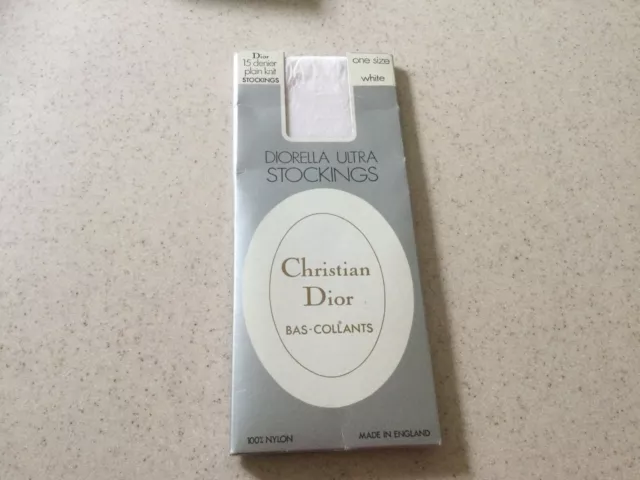 Vintage Christian Dior Diorella Ultra White Stockings one size