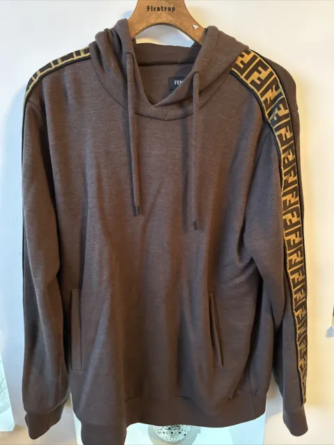 Fendi Taped FF Logo Hoodie Mens Brown Size Medium  EU 48