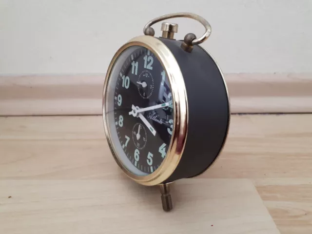 Atlanta Exclusiv Tischuhr  Messing Antik Uhr Wecker  Mechanisch 2